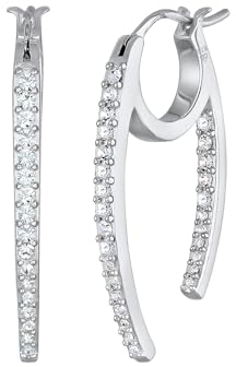 Elli Ohrringe Damen Creolen Oval Elegant mit Kristallen in 925 Sterling Silber