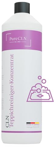 PureCLN Teppichreiniger Mittel 1L Konzentrat - Reinigungsmittel für Waschsauger und Nasssauger – Polsterreiniger zur Tiefenreinigung für Sofa, Auto, Textilien mit Farbauffrischer und Kraftformel