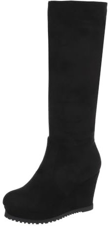 Ital Design Damenschuhe Stiefel High-Heel Stiefel, 0-598-, Textil, Schwarz, Gr. 40