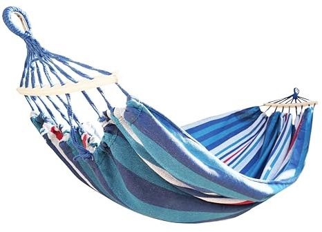 ADLER EUROPE Hängematte 2-Sitzer, Hängematte Exterieur aus Baumwolle 200x150 cm, max. Belastung 200 kg, langlebiges und abriebfestes Hängemattengewebe mit Einer Dichte von 300 g/m², robuste Seile.