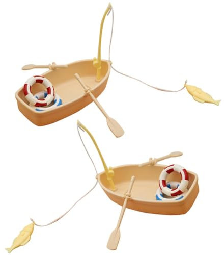 Junterone 2 Sets Schwimmring Miniaturboot Rettungsring Ruder Kanu Boot Kreuzfahrt Spielzeug Kunststoff Segelboot Haushalt