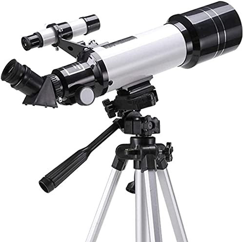 CRBUDY Refraktor-Teleskop, Teleskop für Kinder und Erwachsene, Astronomie-Anfänger, 70-mm-Teleskope, 700 mm Brennweite, 120-fache Vergrößerung, Reisefernrohr, Refraktor-Teleskope, weiß