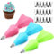 LURNODY Manga Pastelera Profesional 18 Boquillas de Acero Inoxidable 3 Manga Pastelera Reutilizable 3 Adaptadores,Decorar Tartas y Galletas(Verde, Azul, Rosa)