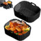 NAROSEBE 2PCS Sartén de Silicona Freidora Aire para Hornear Accesorios para Sartenes de para Freidora de Aire Bandeja de Freidora de Aire Rectangular Olla de Silicona para Freidora de Aire 21x16x8cm