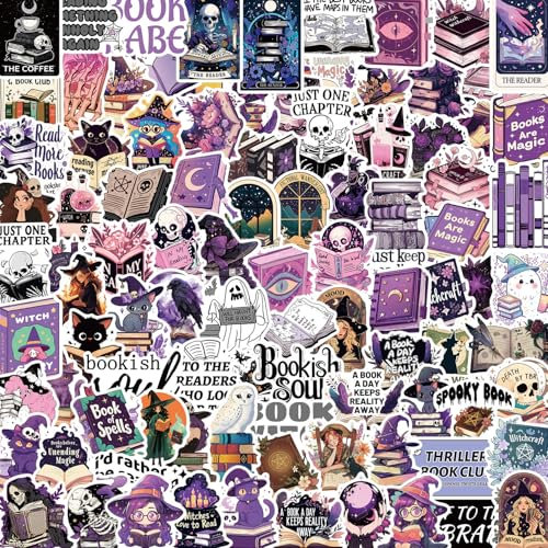 100PCS Witchy Bookish Stickers, Reading Book Stickers for Kindle, Magic Witchy Waterproof Vinyl Graffiti Decals for Skateboard Laptop Water Bottle Luggage