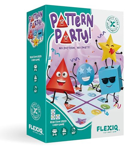 FlexiQ Pattern Party! Kartenspielspiel | Kinderspiele ab 5 Jahre | Reisespiele für 2-4 Personen | 20 Minuten Spieldauer