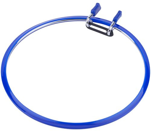 GORGECRAFT Stickrahmen Mit Federspannung Aus Metall 22.5x21.5cm Spannschuppen Stopfrahmen Kreis Runder Ringrahmen Kunsthandwerk Zum Nähen Praktische Stickerei Kreuzstich Anfänger Dunkelblau