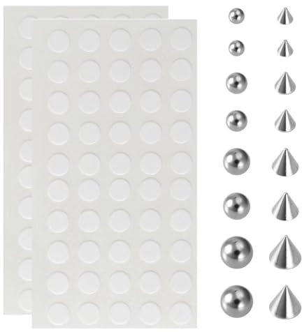 COYUN 1 jeu faux piercing, faux piercing oreille, faux piercing levre, cône pointu boule ronde nez sourcils sans trou autocollant quelconque, 3-6mm