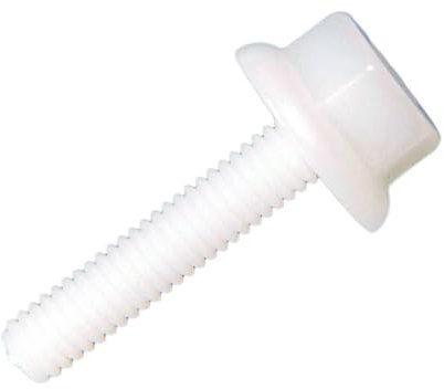 Vis à tête hexagonale avec rondelle et coupe en étoiles/boulons en plastique (nylon 6.6), avec bride, pour fixation industrielle et domestique - M8X16 - Blanc - 40 pièces - Plastic Hardware Store