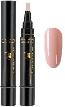 Pink Nail Polish Pens,3 in 1 Nail Varnish Pens Gel Nail Art Pen, One Step Nail Gel Pen for Women, DIY Painting Real Nails