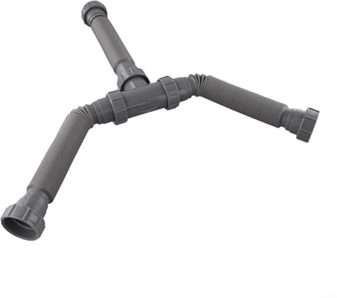 All in One verstellbares Doppelwaschbecken-Ablauf-Set mit P-Falle und wichtigem Sanitär-Zubehör