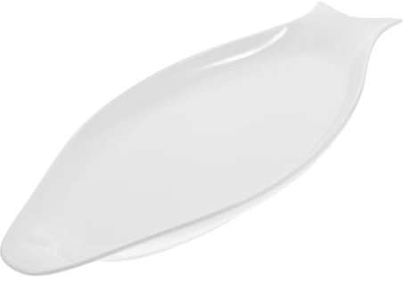 Gatuida 1 Pieza Plato De Pescado De Cerámica Platos Para Servir Plato Con Forma De Vaporera Ovalada Al Vapor Conformado Plato Humeante Fiesta Platos De Pescado Porcelana Lámina Blanco