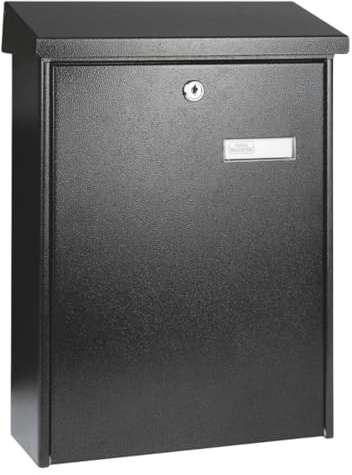 Burg-WÄCHTER TEXEL 5767 E TEXEL 5767 E Letter Box without Newspaper Compartment with Name Plate Galvanised Steel Structured Coating Corrosion Protection DIN C4 with 2 Keys and Mounting Material
