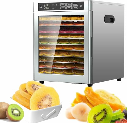 Essiccatore per alimenti in acciaio inossidabile, essiccatore elettrico per frutta commerciale, essiccatore per carne di manzo e verdure di grande capacità, riscaldamento a circolazione a 360 ° D
