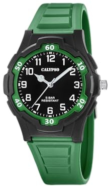 Calypso Herrenuhr Analog aus Kautschuk Grün | Quarzuhr, Widerstandsfähiges Glas, Wasserdicht 5 ATM, K5878/3, Sweet Time