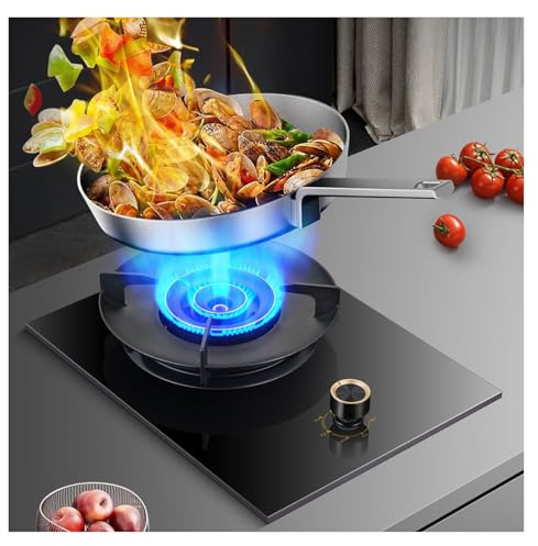 Tragbarer Gasherd, 5,0 KW Camping-Gaskocher, Edelstahl-Gastronomie-Innenregler, Mit Flammendurchschlagschutz, Gehärtetes Glas, Gusseisen-Topfgestell(Black,NG)
