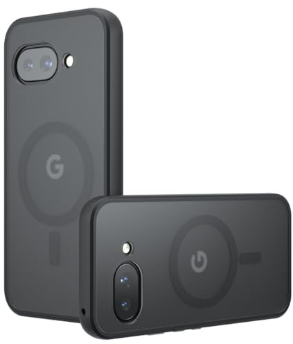 Techsuit für Google Pixel 9a Hülle mit Matt Finish, Magnetring Kompatibel, Luftkissen Ecken, Erhöhte Kanten, Kameraschutz, Anti Fingerabdruck, PureFrost Magnetic Series, PC TPU Hybrid, Matt Schwarz