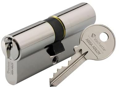 Vachette Cylindre de Serrure Mécanique FIRST pour Porte - Double Entrée 30x60mm - Mécanisme 5 Goupilles Sécurisé - 3 Clés - Installation Facile - Garantie 2 Ans - Finition Nickelée