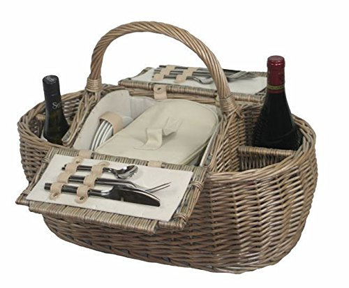Red Hamper Rouge Hamper FH030 Picknickkorb, für 4 Personen, Boot, Braun, 27 x 59 x 29 cm, Braun