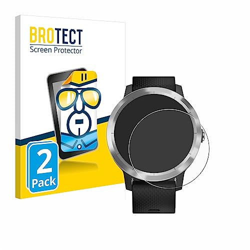 BROTECT Schutzfolie für Garmin vivoactive 3 | 2 Stück Transparenter Displayschutz Made in Germany Klare Displayschutz-Folie Clear Einfache Montage Case-Friendly