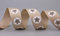 Dekoband „Vintage Stars“ Hellbraun/BEIGE 3 m x 25 mm (1,00€/m) Geschenkband formstabil Textilband mit Druck Weihnachten Sterne Sternenband Vintage Look