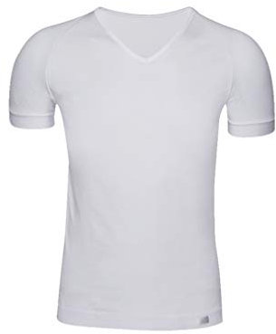 Camiseta Interior Hombre de Manga Corta con Cuello Pico -ZD -Algodón Egipcio- Talla S/M - Color Blanco