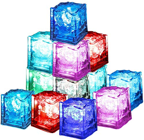 XLKJ Lot de 12 Glaçon Lumineux LED, pour Champagne Tour, Fête, Mariage, Club et Barre