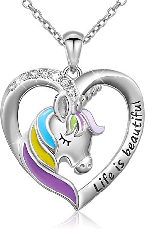 Flyow Sterling Silber Tier Anhänger Halskette Pinguin/Elefant/Kolibri/Einhorn Halsketten Muttertag Tier Schmuck Geschenk für Damen Mädchen Tierliebhaber