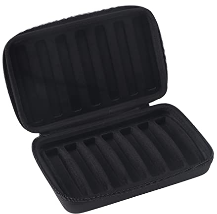 Harp Tasche,Mundharmonika Aufbewahrungskoffer PU Leder Mundharmonika Tragetasche mit Reißverschluss 10 Loch Mundharmonika Aufbewahrungstasche für 7 Mundharmonikas Schwarz