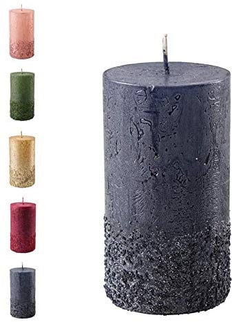 Wunderschöne & Moderne Adventskerzen – 2 Stück - Rustikale Oberfläche - Kerzen/Stumpenkerzen - Weihnachten/Weihnachtskranz/Adventskranz (Schwarz, Höhe: 8cm)