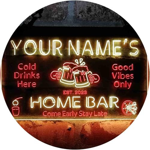ADVPRO Personalized Your Name Custom Home Bar Beer Established Year Dual Color LED Barlicht Neonlicht Lichtwerbung Neon Sign Red & Yellow 600mm x 300mm Inches st6s64-p1-tm-ry
