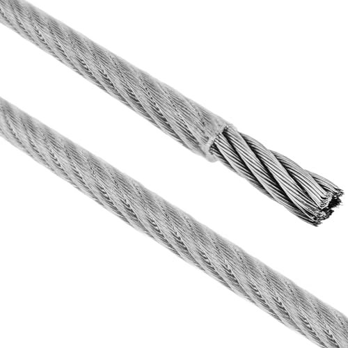 BeMatik - Cable de Acero Inoxidable 7x19 de 6,0 mm. Bobina de 100 m. Recubierto de plástico Transparente