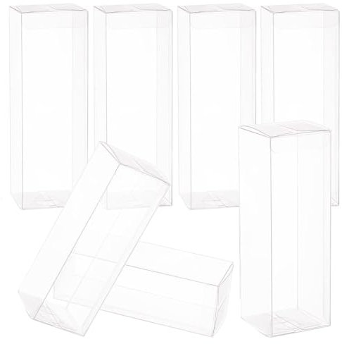 BENECREAT 30PCS Klare Hochzeitsbevorzugungsboxen 5x5x15cm Rechteck PVC Transparente Geschenkboxen für Schmuck Speicher Display, Hochzeit, Valentinstag