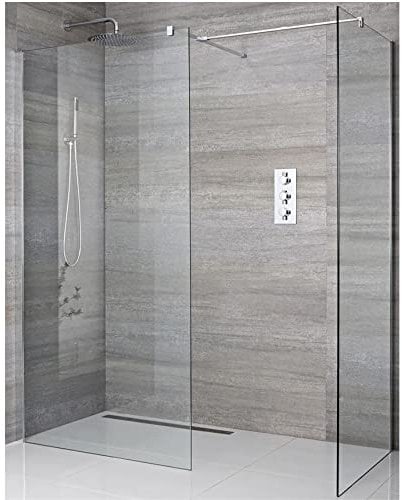 Milano Portland - Chrome Corner Wet Room Shower Enclosure Two 700mm Screens 600mm Tile Drain