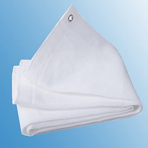 Filet D'Ombrage Protection Filet Blanche 6 Broches Patio Ombrage Toile D'Ombrage Pergola Serres Filet Coupe-Vent Avec Oeillets Pour Brise Vue occultant (2x2m(6.6x6.6ft))