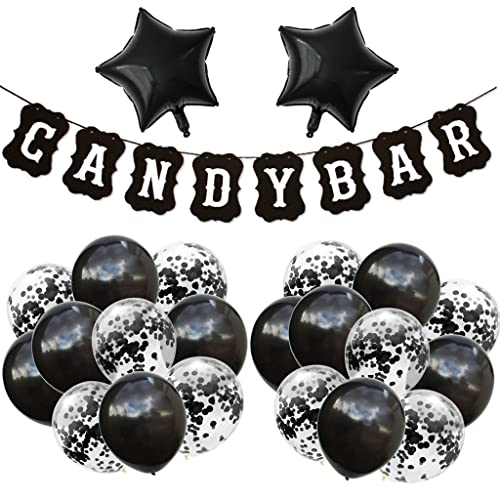 Candy Bar Dekoration Zubehör Schwarz Luftballons Candybar Girlande Banner Schwarz Candybar Papier Banner Dekoration Schwarz ballons für Hochzeit Party Weihnachten Geburtstag Decor