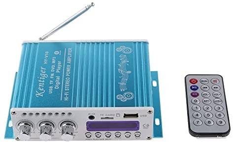 Fasizi Mini Bluetooth Hi-Fi Stereo Audio AMP Verstärker Bass Booster MP4 12V Unterstützung FM MP3 TF USB DVD für Auto Motorrad -Blau