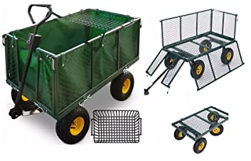 Ekspand BDW Multifunktionaler großer Gartenwagen, Anhänger bis 500 kg, belastbar Handwagen, Transportwagen Karre, Grün, One Size