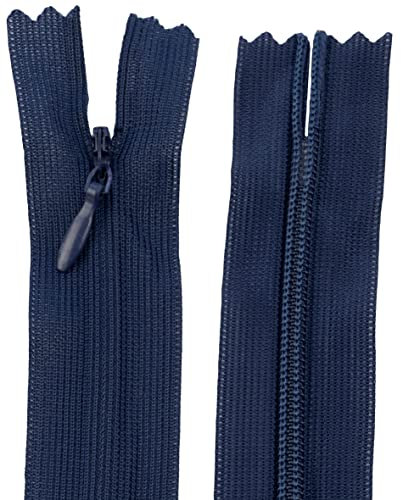 Aerzetix - C61934 - Set di 10 Cerniere Invisibili 65cm Non separabili - Cerniera Lampo - Colore Blu Scuro - pelletteria Jeans Pantaloni Vestito Gonna Abbigliamento Cucito