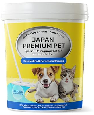 Japan Premium Pet Feuchte Bodentücher für Haushalte mit Haustieren | Starke Reinigungstücher & Putztücher gegen Schmutz, Haare & Pfotenabdrücke | Allzwecktücher für die meisten Bodenwischer 33 x 18 cm