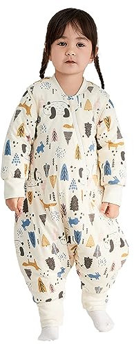 Duomiaomiao Schlafsack mit füßen Tog 3.5, Schlafsack mit füßen Winter, 100% Baumwolle Schlafsack Baby, Schlafsack mit füße 3.5 Tog, Schlafsack mit Beinen für Jungen und Mädchen
