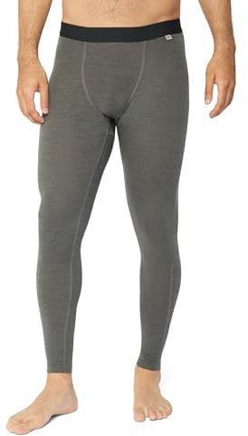 DANISH ENDURANCE Thermal Leggings Men with Optional Fly, Merino Wool Long Johns, Warm Base Layer Bottoms, Dark Grey, M