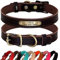 PET ARTIST Personalisiertes Hundehalsband aus echtem Leder, leicht und weich, 7 schöne Farben, langlebiges Hundehalsband für Welpen und kleine Hunde, Braun, Größe S