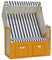 Hommdiy Strandkorb mit Dach Sonnenschirm Poly Rattan & Massivholz Weiß & Blau, 115x55x133/151/156 cm (LxBxH)