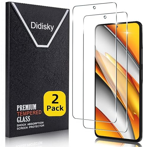 Didisky 2-Unidades Cristal Templado Protector de Pantalla para Xiaomi Poco F3, Xiaomi Mi 11i, Fácil de Limpiar, 9H Dureza, Fácil de Instalar, Transparente