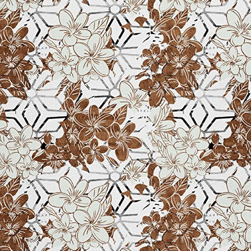 HEKO PANELS Oxford Wasserdichte Meterware Canvas Polyester Stoff Zum Nähen, Möbel- und Dekostoffe, Handwerken, Wasserabweisend, Blickdicht, Blumen Braun, 5 Meter 155 x 500 cm