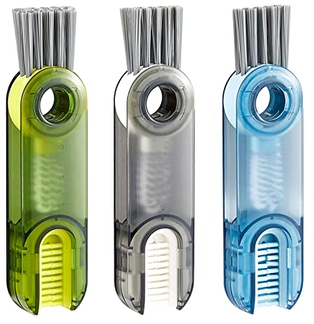 HREDZEO 3-in-1 Multifunktionale Reinigungsbürste,3 Pcs Flaschenbürste Wasserflaschen-Reinigungsbürste Mini Multifunktional Spalt Detailpinsel Sauberere Werkzeuge für Babyflasche Becherabdeckung