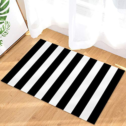 Badematten Schwarz-Weiß-Streifen Im Einfachen Stil Matte Antibakterielle Haustürmatte Personalisiert Fußmatten Für Schlafzimmer Küche Badezimmer 50X80Cm