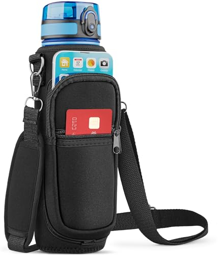 EcoEarth - Water Bottle Holder with Strap - Water Bottle Carrier Bag for Hiking - Crossbody Hydration Pouch with Phone Holder