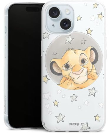 Slim Case extra dünn kompatibel mit Apple iPhone 15 Silikon Handyhülle transparent Hülle Simba Disney König der Löwen